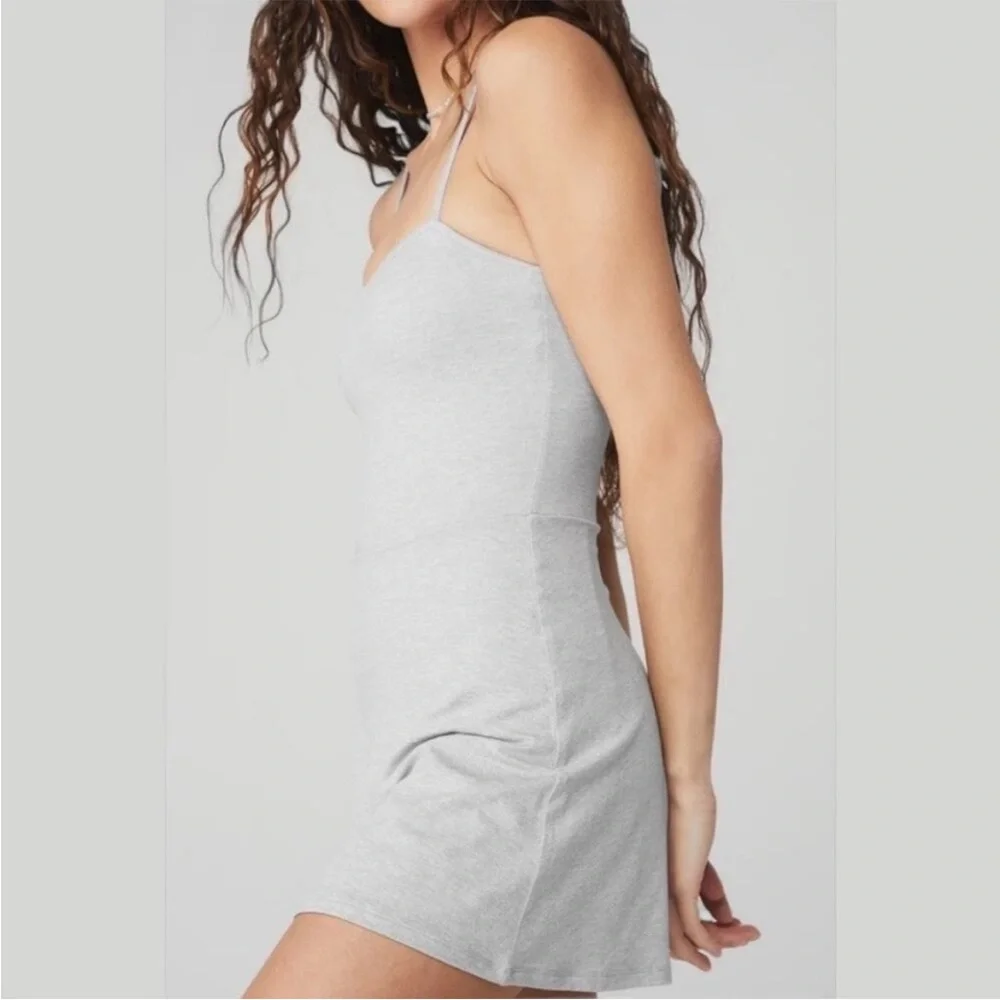 Alo Yoga Courtside Tennis Dress Heather Gray Alosoft Fit Flare Small S - Picture 3 of 10